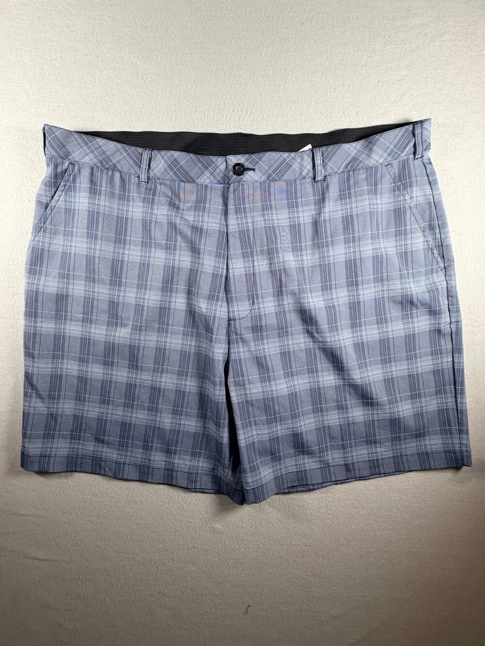 Reebok Golf Shorts Mens Size 50 Blue Plaid Stretch Flat Front Big & Tall